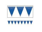 Pack of 12 Blue Bandana Pennant Banner Hanging Party Decorations 12