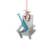 3.25 Beach Party Light Blue Adirondack Chair with Oar and Seagull Christmas Ornament