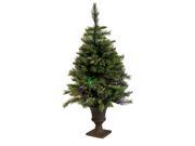 3.5 Pre Lit Battery Operated Cashmere Potted Christmas Tree Multi LED Lights