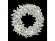 48 Pre Lit LED Flocked White Spruce Christmas Wreath Warm Clear Lights