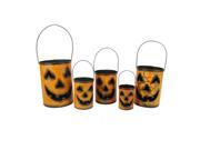 Set of 5 Nesting Luminary Jack O Lantern Pumpkin Halloween Container Baskets
