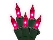 Set of 50 Pink Mini Christmas Lights Green Wire