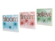 Set of 3 Bloom Dream and Believe Floral Wall Decoration Plaques 14