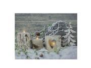 LED Lighted Country Rustic Winter Triple Candles Christmas Canvas Wall Art 12 x 15.75