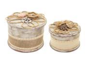 Pack of 2 Round Elegant Floral Trinket Boxes with Flowers 8.5