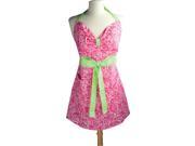 33 Pink Rose Pattern and Lime Green Retro Lucy Adjustable Chef s Apron
