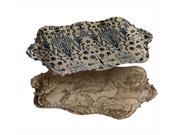 Set of 2 Mocha Brown and Black Ikat and Floral Patterned Decorative Trays 18