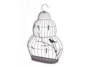 27 Birdcage Hanging Elegant Style Wall Piece with Clips and Birds Black