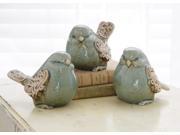 Pack of 6 Light Blue Bird Figurines with Scroll Design Wings