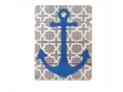 Pack of 2 Distressed Azure Blue Anchor with Gray Lattice Pattern Wall Art Decorations 26