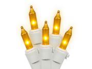 Set of 50 Opaque Gold Mini Christmas Lights White Wire