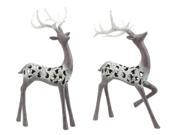 Pack of 2 Pewter Colored Filigree Reindeer Christmas Table Top Figurine 2 Piece Sets 17