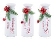 Pack of 6 White Milk Bottles with Pine Accents and Bells Christmas Decorations 9