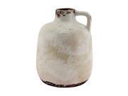 Pack of 6 White and Brown Rustic Style Decorative Jug Flower Vase 6 x 9