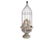 Set of 2 Urn Bird Cage with Two Sitting Angels 23