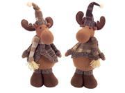 Pack of 6 Brown Moose Wearing Gray Plaid 16.5