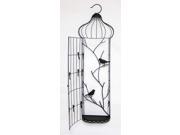 Set of 2 Birdcage Hanging Rectangle Wall Piece with Clips and Birds Black 38
