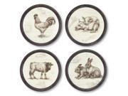 Set of 4 Farm Animals Rooster Pigs Rabbits and Cow Wall Plaques 10 D