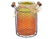 Pack of 4 Decorative Orange and Yellow Jar with Wire Caddy 7.25