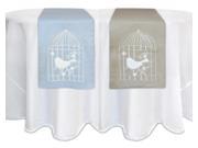 Set of 2 Blue and Beige Birdcage Table Runners Polyester 68 L