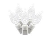 Set of 50 Pure White Commercial Grade LED C6 Christmas Lights White Wire