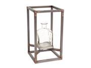 Pack of 2 Basic Luxury Clear Glass Vase with a Metal Base and Frame 12.5