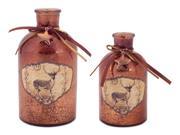 Pack of 8 Copper Decoupage Mercury Glass Bottle with Star Christmas Decorations 6 7.5