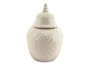 Pack of 4 Glossy Antique White Decorative Medallion Table Top Ceramic Containers with Lids 12