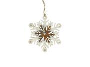 6.75 White and Brown Country Rustic Snowflake Christmas Ornament