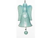 5.25 Robin s Egg Blue Religious Porcelain Hanging Angel Bell Outdoor Garden Wind Chime Decoration