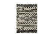 9 x 12 Tribal Wave Jet Black and Cool Gray Hand Woven Wool Area Throw Rug