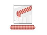 Club Pack of 12 Traditional Red and White Printed Gingham Table Runner 6