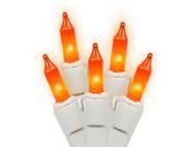 Set of 50 Opaque Orange Mini Christmas Lights White Wire