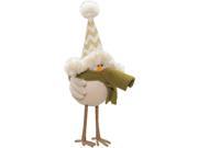 8.25 Cream Colored Standing Bird with Hat and Scarf Tabletop Decoration