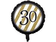 Pack of 10 Black Gold Metallic 30 Birthday or Anniversary Foil Party Balloons