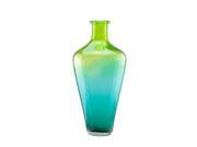 15 Chartreuse Green and Teal Blue Ombre Hand Blown Bubble Glass Vase