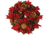 10 Glittered Pine Cone Red Floral Artificial Christmas Wreath with Ornaments Unlit
