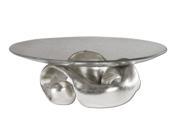 17 Carolyn Kinder Glass Bowl with Modern Champagne Silver Leaf Entwined Stand