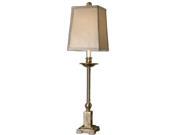 34 Bronze Candlestick Champagne Tapered Square Box Shade Buffet Table Lamp