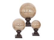 Set of 3 Lamya Glass Globe Antiqued Finials 7