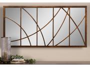 60 Distressed Bronze Abstract Rectangular Beveled Wall Mirror