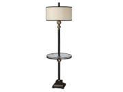 66 Rustic Black and Coffee Bronze Tempered Glass End Table Floor Lamp
