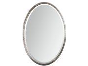 32 Elegant Charlemagne Oval Brushed Finish Wall Mirror with Twisted Metal Trim