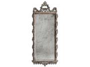 70 Regola Beveled Antiqued Rectangular Long Wall Mirror with Carved Mahogany Frame