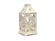 13.5 Decorative Antique White Candle Lantern with Flameless LED Candle