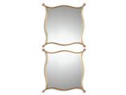 Set of 2 Anzell Wavy Square Wall Mirrors with Curvy Antique Gold Leaf Frames