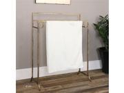 37 Distressed Gold Leafed Forged Iron Decorative Towel Rack Stand