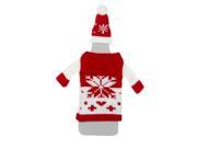 11 Alpine Chic Red and White Snowflake Nordic Design Knit Christmas Wine Bottle Cover