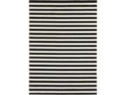 6.6 x 9.5 Weathered Stripes Jet Black and Ivory Area Throw Rug