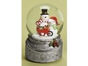 6 Winter Wonderland Snowmen with Present Wheelbarrow Musical Glass Christmas Glitterdome